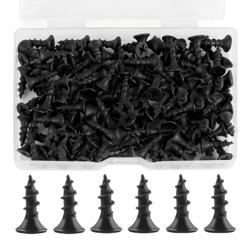 TBUKEOM Wood Screws 166 PCS, #8 x 5/8“ High Hardness Phillips Drive Screws, Coarse Thread, Black Flat Head Wood Screws, Carbon Steel, Self-Tapping Screws for Wood - Image 1